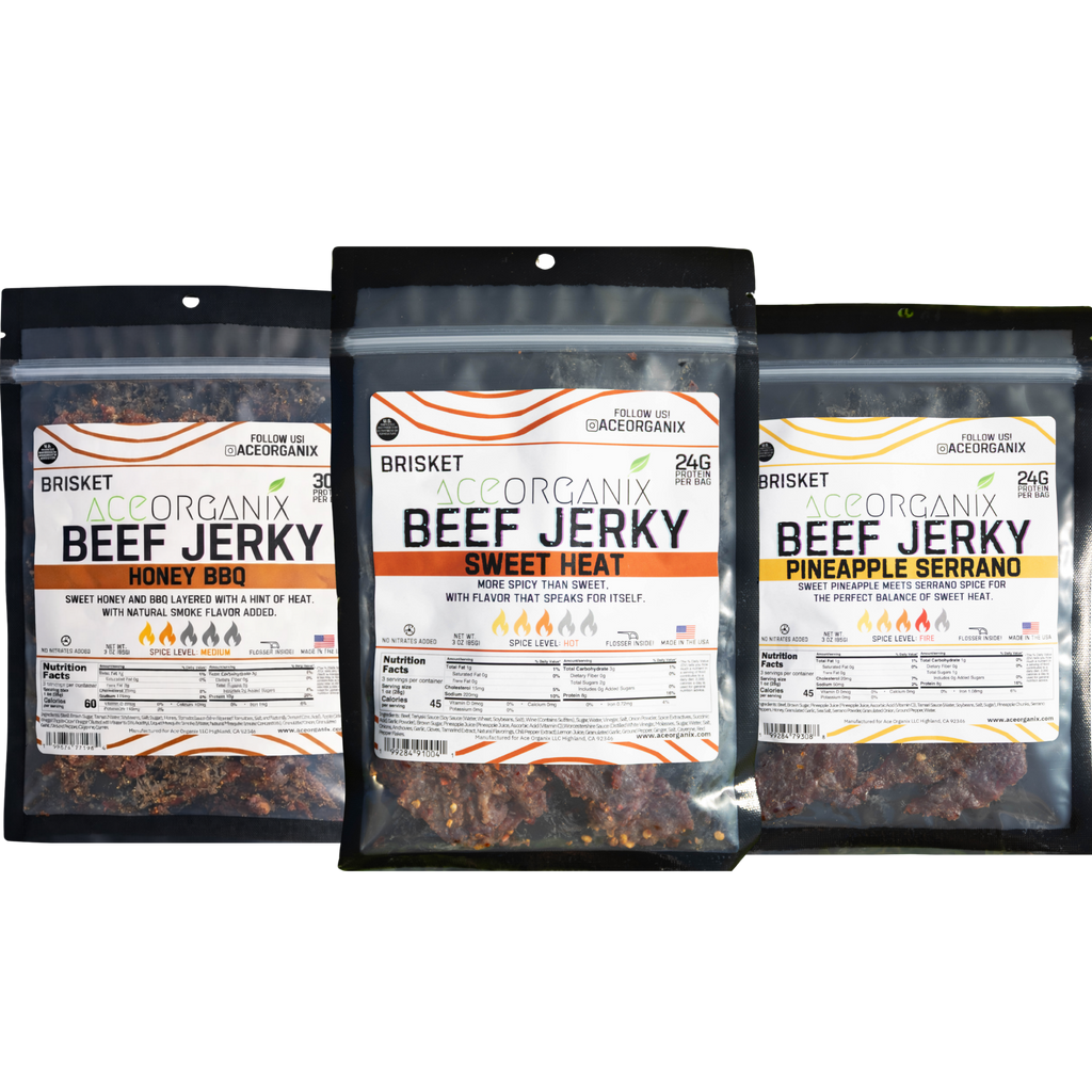 Ace Organix Sweet & Spicy Bundle beef jerky bundle variety