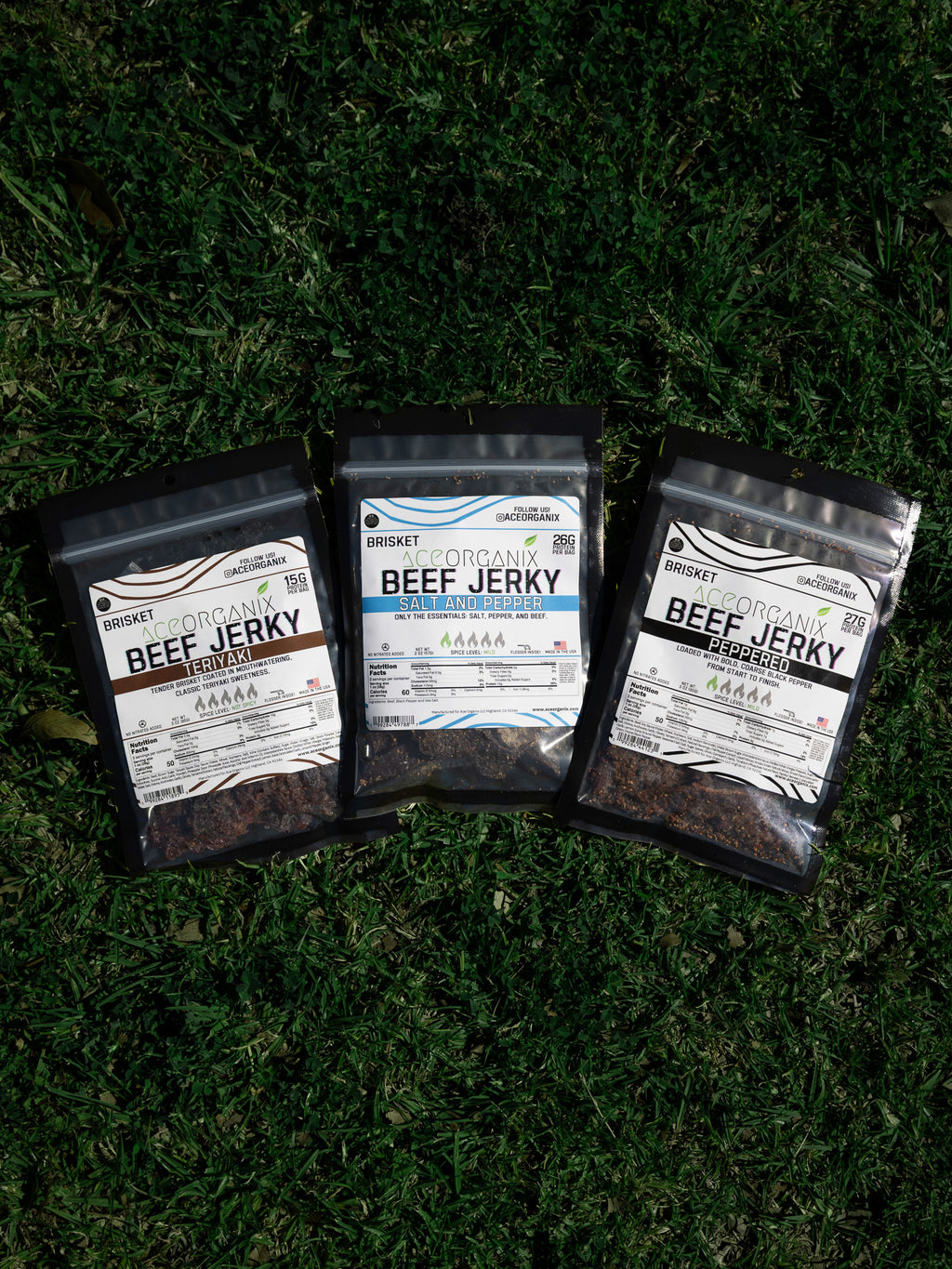 Ace Organix Classics beef jerky bundle three-pack