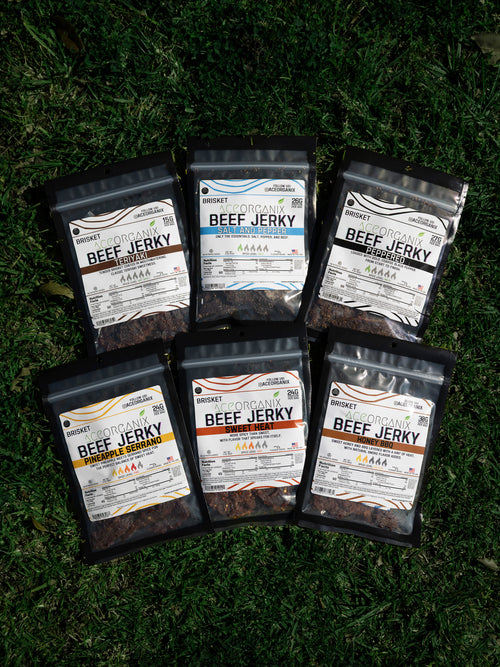 Ace Organix premium brisket beef jerky all flavors lineup made in USA